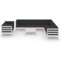 vidaXL Set Divani da Giardino 10 pz Cuscini Bianchi Massello di Pino vidaXL Set Divani da Giardino 10 pz Cuscini Bianchi Massello di Pino