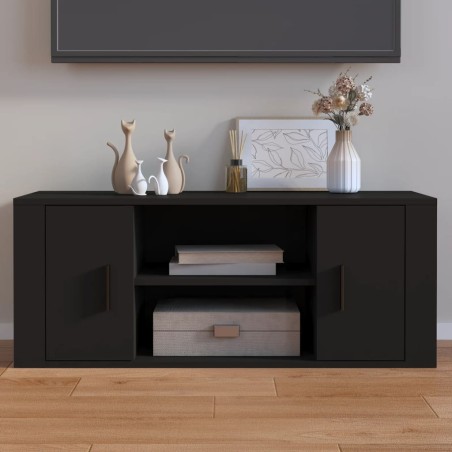 Mobile Porta TV Nero 100x35x40 cm in Legno Multistrato
