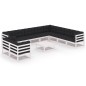 vidaXL Set Divani da Giardino 11pz con Cuscini Massello di Pino Bianco vidaXL Set Divani da Giardino 11pz con Cuscini Massello di Pino Bianco