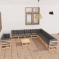 vidaXL Set Divani da Giardino 12 pz con Cuscini Legno Massello di Pino vidaXL Set Divani da Giardino 12 pz con Cuscini Legno Massello di Pino