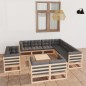 vidaXL Set Divani Giardino 12 pz con Cuscini in Legno Massello di Pino vidaXL Set Divani Giardino 12 pz con Cuscini in Legno Massello di Pino