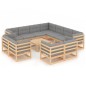 vidaXL Set Divani Giardino 12 pz con Cuscini in Legno Massello di Pino vidaXL Set Divani Giardino 12 pz con Cuscini in Legno Massello di Pino