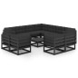 vidaXL Set Divani da Giardino 12 pz con Cuscini Massello di Pino Nero vidaXL Set Divani da Giardino 12 pz con Cuscini Massello di Pino Nero