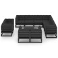 vidaXL Set Divani da Giardino 12 pz con Cuscini Massello di Pino Nero vidaXL Set Divani da Giardino 12 pz con Cuscini Massello di Pino Nero