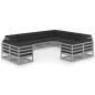 vidaXL Set Divani da Giardino 12pz con Cuscini Grigio Massello di Pino vidaXL Set Divani da Giardino 12pz con Cuscini Grigio Massello di Pino