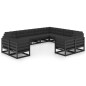 vidaXL Set Divani da Giardino 12 pz con Cuscini Massello di Pino Nero vidaXL Set Divani da Giardino 12 pz con Cuscini Massello di Pino Nero