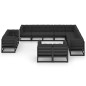 vidaXL Set Divani da Giardino 12 pz con Cuscini Massello di Pino Nero vidaXL Set Divani da Giardino 12 pz con Cuscini Massello di Pino Nero