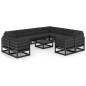 vidaXL Set Divani da Giardino 13 pz con Cuscini Massello di Pino Nero vidaXL Set Divani da Giardino 13 pz con Cuscini Massello di Pino Nero