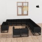 vidaXL Set Divani da Giardino 13 pz con Cuscini Massello di Pino Nero vidaXL Set Divani da Giardino 13 pz con Cuscini Massello di Pino Nero