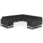 vidaXL Set Divani da Giardino 13 pz con Cuscini Massello di Pino Nero vidaXL Set Divani da Giardino 13 pz con Cuscini Massello di Pino Nero