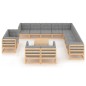 vidaXL Set Divani da Giardino 14 pz con Cuscini Legno Massello di Pino