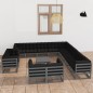 vidaXL Set Divani da Giardino 14pz con Cuscini Grigio Massello di Pino
