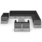 vidaXL Set Divani da Giardino 14pz con Cuscini Grigio Massello di Pino