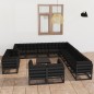 vidaXL Set Divani da Giardino 14 pz con Cuscini Massello di Pino Nero