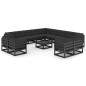 vidaXL Set Divani da Giardino 14 pz con Cuscini Massello di Pino Nero
