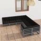 vidaXL Set Divani da Giardino 8 pz Grigio Cuscini Massello di Pino vidaXL Set Divani da Giardino 8 pz Grigio Cuscini Massello di Pino