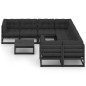 vidaXL Set Divani da Giardino 9 pz con Cuscini Massello di Pino Nero vidaXL Set Divani da Giardino 9 pz con Cuscini Massello di Pino Nero