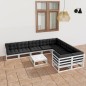 vidaXL Set Divani da Giardino 10 pz Cuscini Bianchi Massello di Pino vidaXL Set Divani da Giardino 10 pz Cuscini Bianchi Massello di Pino