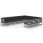 vidaXL Set Divani da Giardino 10 pz Grigio Cuscini Massello di Pino vidaXL Set Divani da Giardino 10 pz Grigio Cuscini Massello di Pino