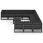 vidaXL Set Divani da Giardino 12 pz con Cuscini Massello di Pino Nero vidaXL Set Divani da Giardino 12 pz con Cuscini Massello di Pino Nero