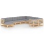 vidaXL Set Divani da Giardino 10 pz con Cuscini Legno Massello di Pino