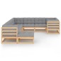 vidaXL Set Divani da Giardino 10 pz con Cuscini Legno Massello di Pino