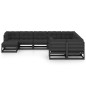 vidaXL Set Divani da Giardino 10 pz con Cuscini Massello di Pino Nero vidaXL Set Divani da Giardino 10 pz con Cuscini Massello di Pino Nero