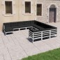 vidaXL Set Divani da Giardino 12 pz Cuscini Bianchi Massello di Pino