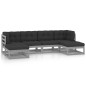 vidaXL Set Divani da Giardino 6 pz Grigio Cuscini Massello di Pino vidaXL Set Divani da Giardino 6 pz Grigio Cuscini Massello di Pino
