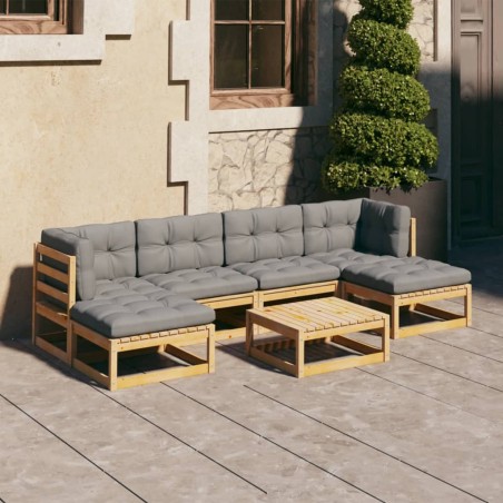 vidaXL Set Divani da Giardino 7 pz con Cuscini Legno Massello di Pino
