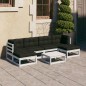 vidaXL Set Divani da Giardino 7 pz Cuscini Legno Massello Pino Bianco vidaXL Set Divani da Giardino 7 pz Cuscini Legno Massello Pino Bianco