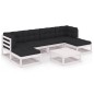 vidaXL Set Divani da Giardino 7 pz Cuscini Legno Massello Pino Bianco vidaXL Set Divani da Giardino 7 pz Cuscini Legno Massello Pino Bianco