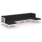 vidaXL Set Divani da Giardino 7 pz con Cuscini Massello di Pino Bianco vidaXL Set Divani da Giardino 7 pz con Cuscini Massello di Pino Bianco