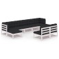 vidaXL Set Divani da Giardino 9 pz con Cuscini Massello di Pino Bianco