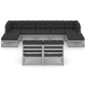 vidaXL Set Divani da Giardino 9 pz Grigio Cuscini Massello di Pino