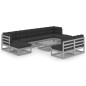 vidaXL Set Divani da Giardino 10pz con Cuscini Grigio Massello di Pino vidaXL Set Divani da Giardino 10pz con Cuscini Grigio Massello di Pino