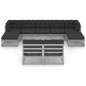 vidaXL Set Divani da Giardino 10pz con Cuscini Grigio Massello di Pino vidaXL Set Divani da Giardino 10pz con Cuscini Grigio Massello di Pino