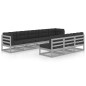 vidaXL Set Divani da Giardino 8 pz con Cuscini Grigio Massello di Pino