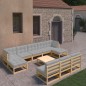 vidaXL Set Divani Giardino 11 pz con Cuscini in Legno Massello di Pino vidaXL Set Divani Giardino 11 pz con Cuscini in Legno Massello di Pino