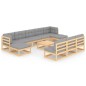 vidaXL Set Divani Giardino 11 pz con Cuscini in Legno Massello di Pino vidaXL Set Divani Giardino 11 pz con Cuscini in Legno Massello di Pino
