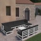 vidaXL Set Divani da Giardino 11 pz Cuscini Bianchi Massello di Pino vidaXL Set Divani da Giardino 11 pz Cuscini Bianchi Massello di Pino