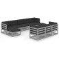 vidaXL Set Divani da Giardino 10pz con Cuscini Grigio Massello di Pino vidaXL Set Divani da Giardino 10pz con Cuscini Grigio Massello di Pino