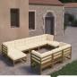vidaXL Set Salotto Giardino e Cuscini 10 pz Legno Massello Pino Ambra vidaXL Set Salotto Giardino e Cuscini 10 pz Legno Massello Pino Ambra