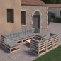 vidaXL Set Divani da Giardino 11 pz con Cuscini Legno Massello di Pino