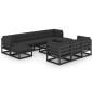 vidaXL Set Divani da Giardino 11 pz con Cuscini Massello di Pino Nero vidaXL Set Divani da Giardino 11 pz con Cuscini Massello di Pino Nero