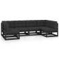 vidaXL Set Divani da Giardino 6 pz con Cuscini Massello di Pino Nero vidaXL Set Divani da Giardino 6 pz con Cuscini Massello di Pino Nero