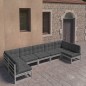 vidaXL Set Divani da Giardino 7 pz Grigio Cuscini Massello di Pino vidaXL Set Divani da Giardino 7 pz Grigio Cuscini Massello di Pino