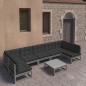 vidaXL Set Divani da Giardino 8 pz con Cuscini Grigio Massello di Pino vidaXL Set Divani da Giardino 8 pz con Cuscini Grigio Massello di Pino