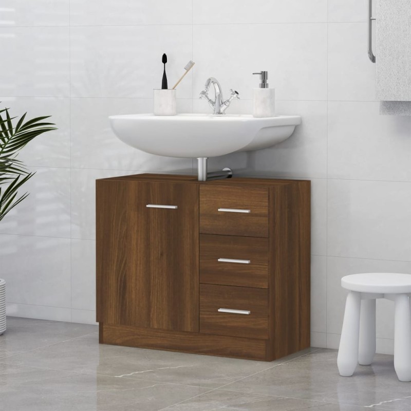 Mobile Lavabo Rovere Marrone 63x30x54 cm in Legno Multistrato Mobile Lavabo Rovere Marrone 63x30x54 cm in Legno Multistrato