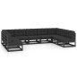 vidaXL Set Divani da Giardino 9 pz con Cuscini Massello di Pino Nero vidaXL Set Divani da Giardino 9 pz con Cuscini Massello di Pino Nero